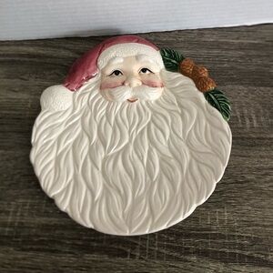 Vtg Ceramic Santa Plate